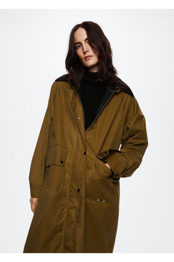 MANGO Green Women s Parka 37095907 Trendyol