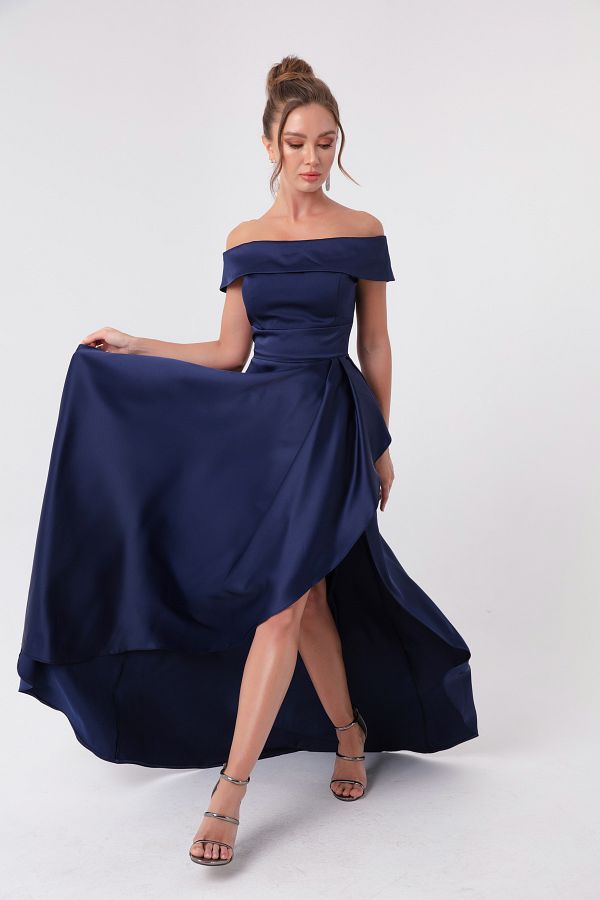 Boat neck formal dress on sale