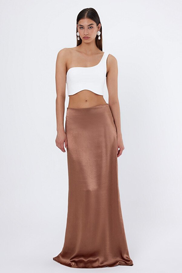 LAMODEMAPASS Elısa Long Satin Skirt- Trendyol