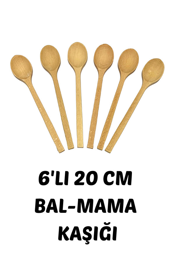 Kitchen Mania 6'lı ahşap bal-mama kaşığı-tahta kaşık-