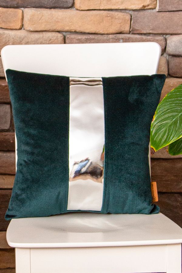 Rayda Home Decorative Emerald Green Silver Shiny Leather Detailed Throw Pillow Cover Luna 40 40 Cm Trendyol