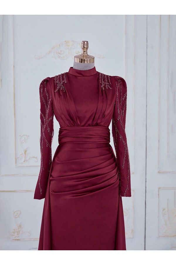 Burgundy dress modest shop
