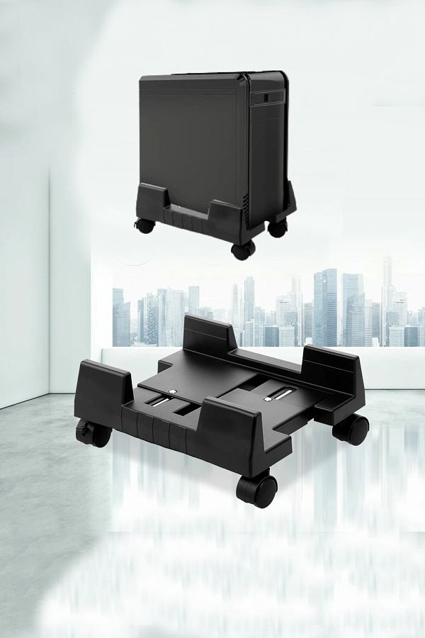 Ecuy-Computer Case Stand With Wheels Adjustable Width Universal PC, 4 Wheels Carrier Stand 1