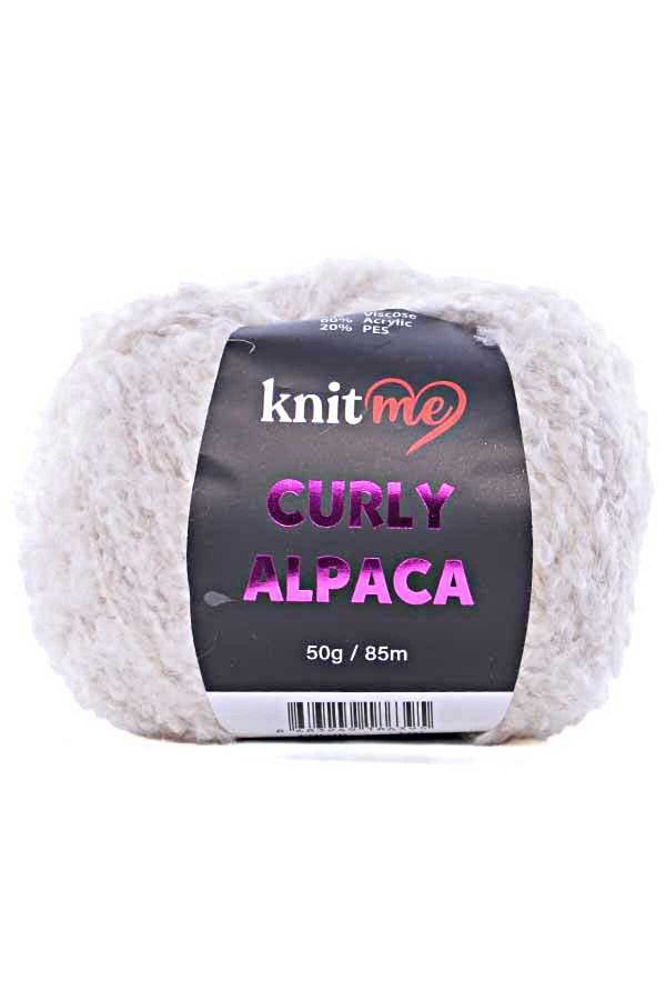 knitme-5 Pieces Curly Alpaca Wool Blended Curly Textured Soft Plush Rope KC02 Bone 1