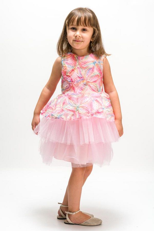 SHR Kids Baby Girl Child Pink Tulle Birthday Special Day Evening Dress Trendyol