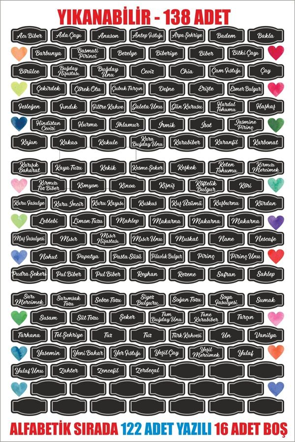 ENGINPRINT-138 Pieces Washable Plastic Alphabetical Order Kitchen Labels 1