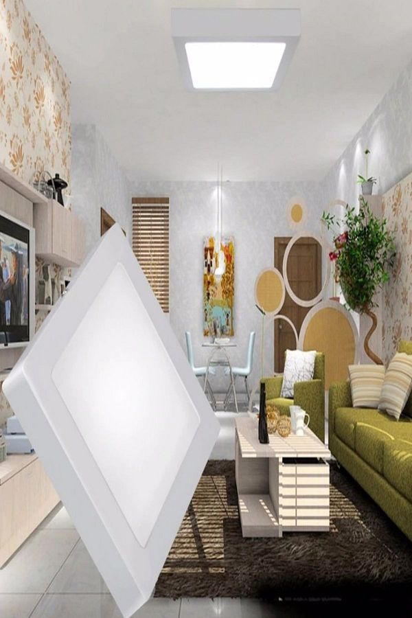 Nisa-Led Ceiling WC Pantry Office Lamp 18 W Square Luminaire Surface Mounted 2700 K Yellow Light 220 V (PLUG AND PLAY) 1