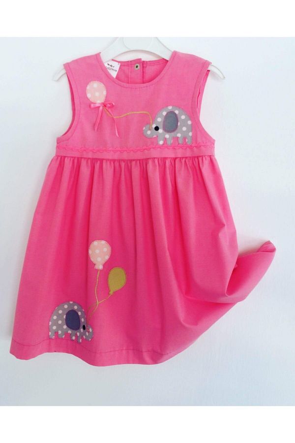 Maya Collection Baby Girl Elephant Detailed Cotton Fabric Dress Trendyol