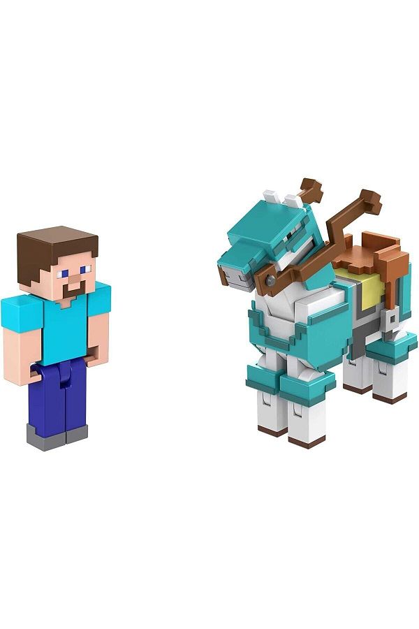 Cici Oyuncak-2023 Minecraft Build-a-Portal Steve And Armored Horse 2-Piece Figure 1