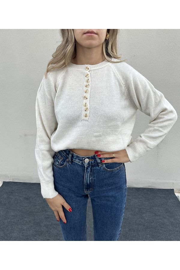 HELLİE-Pullover with BUTTON DETAIL 1