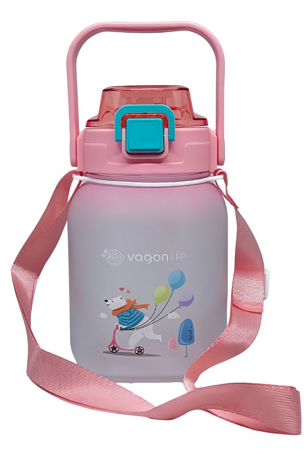 Vagonlife-1100ml with/without Straw Use Cute Animals Patterned Hanging Flask with Handle 2275 1