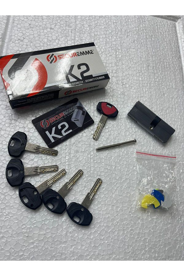 SECUREMME-K2 80 mm 35x45 lock / key matte chrome (Italy) 1+5 key (3200ccs35451x5) 1