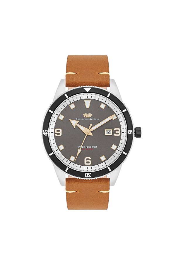 Rhodenwald Söhne Quarzuhr Herren Quarzuhr silber Echtleder braun