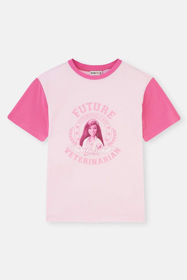 Dagi-Rosa Barbie Bachelorette bedrucktes kurzärmliges T-Shirt mit Rundhalsausschnitt 1