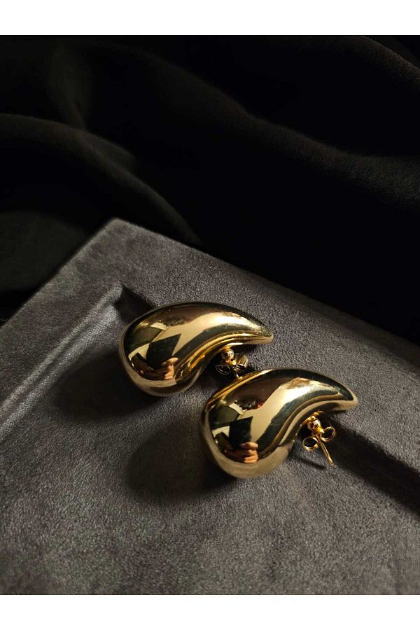 RUKSDESIGN-BOTTEGA Gold and Silver Water Drop Steel Earrings 1
