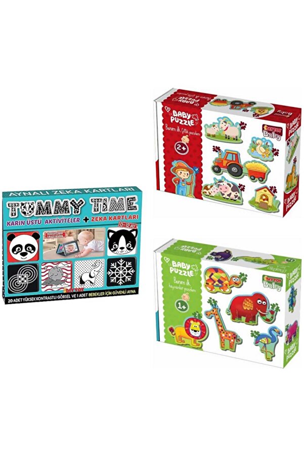 Diytoy Tummy Time Aynalı Zeka Kartları Ve Orman -Çiftlik Puzzle