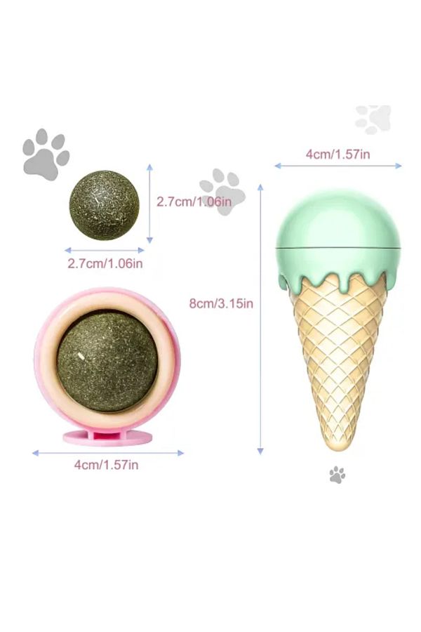 Runaway-Edible Cat Grass Mint Ice Cream with Natural Catnip Ball Toy for Cats and Licking Enjoyment 1