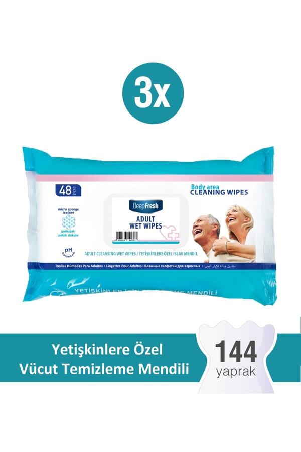 Deep Fresh Yetişkin Vücut Temizleme Mendili 3 x 48 Yaprak