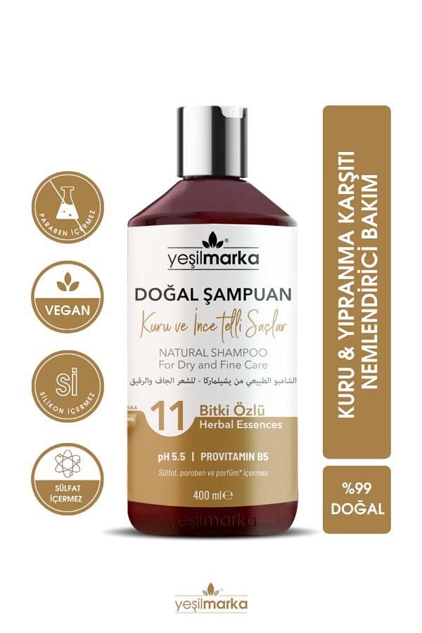 yeşilmarka-Natürliches Shampoo für trockenes und dünnes Haar 400ml 1