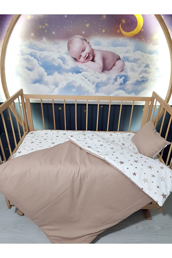bebek_iklimi Yıldız Desenli 5 Parça Bebek Uyku Seti (Her Ölçüye Uygundur - Ayrıntılar Açıklamada)
