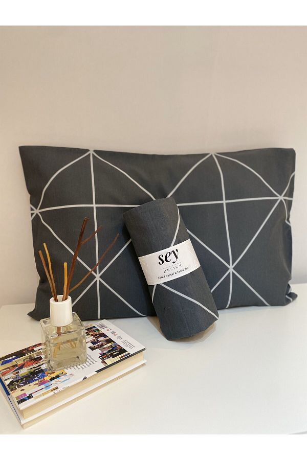 Sey Design-Geometric Pattern Smoked Baklava Oversize Elastic Sheet Set 1