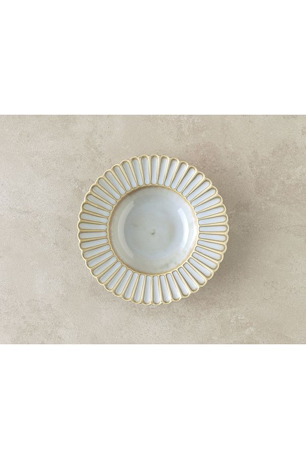 English Home-Fiore New Bone China - Gray with Pit Plate 1