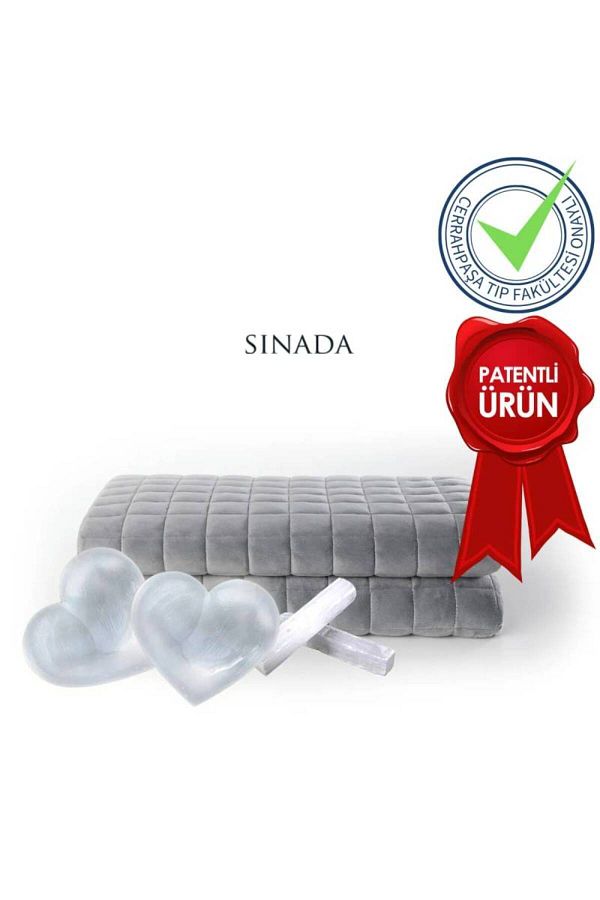 Sinada-بطانية/لحاف مرجح بأحجار مختلطة (القمر، السيلينيتي، العقيق، الأباتيت الأزرق) 10 كجم 200*220 رمادي 100% قطن 1