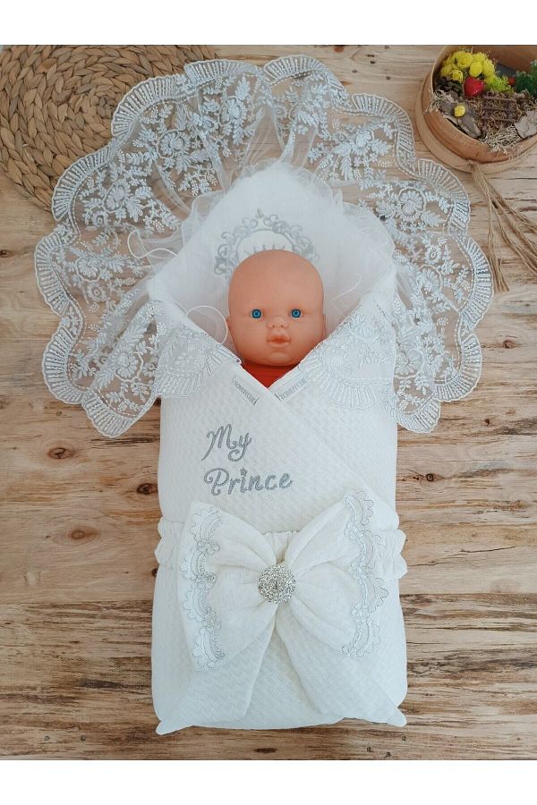 Tomuycuk Lace Special Crowned Baby Swaddle Unisex Baby Outer Swaddle Blanket Hospital Exit Gift Trendyol