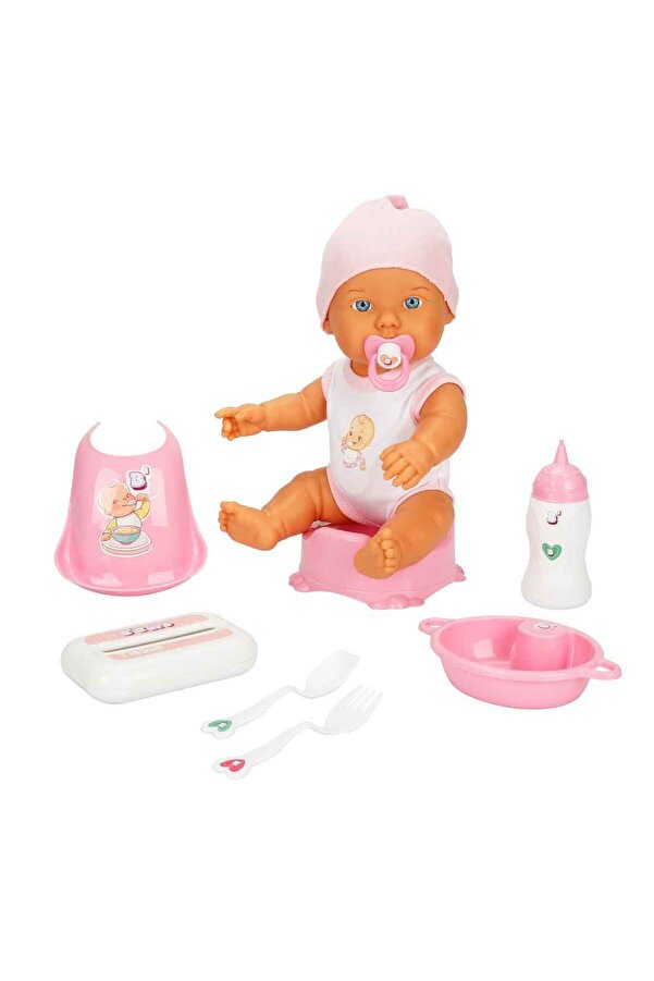 Sunman Ncbatölye Bebelou Bakım Zamanı Sesli Bebek Oyun Seti 32 cm - Pembe
