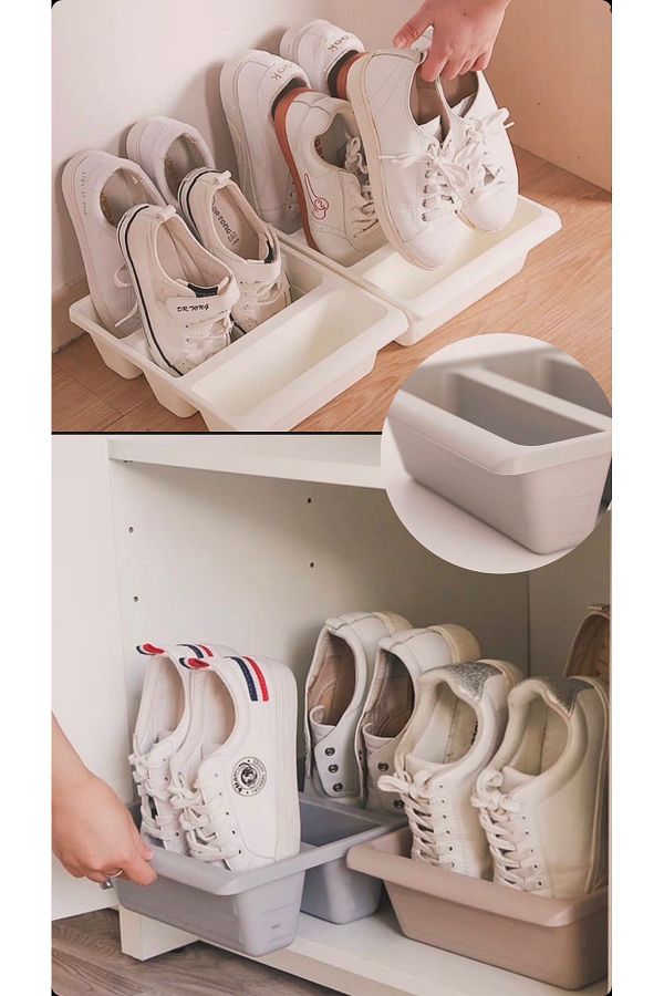Bayev-Roman Vertical Shoe Ramp with Compartments - In-Cabinet Organizer Slipper Box Organizer 1