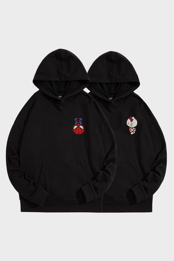 Ef Butik Hooded Spiderman Hello Kitty Couple Lovers Sweatshirt Trendyol