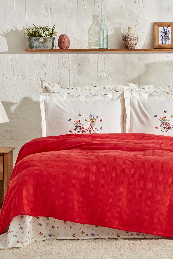 Karaca Home-طقم سوزي مزدوج نيش أحمر - أبيض 1