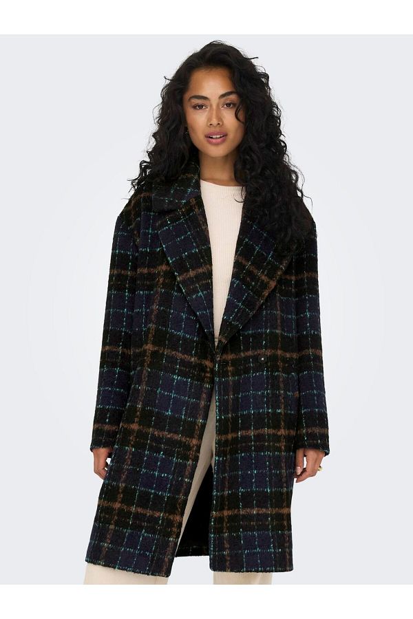 Only 15293612 Onlkathy Check Coat Cc Otw Women s Coat Sky Captain Rosin Black Arcadia Mustang Trendyol