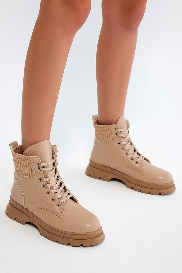 Tonny Black-Γυναικείες μπότες γυμνού δέρματος Tonny Black Comfortable Fit Lace Up Γυναικείες μπότες 1