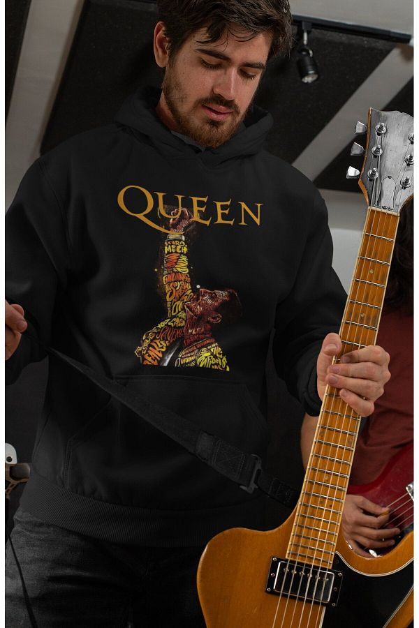 Fuddy Queen Printed Hooded Sweatshirt Unisex Oversize Rock Metal Printed Hoodie Trendyol