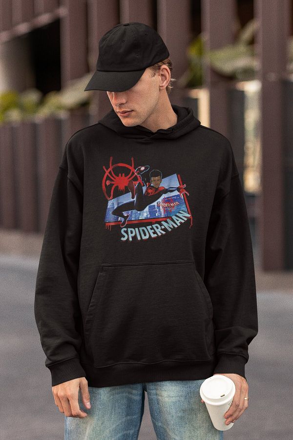 Fuddy Spider Man Miles Morales Printed Hooded Sweatshirt Unisex Oversize Spiderman Printed Hoodie Trendyol