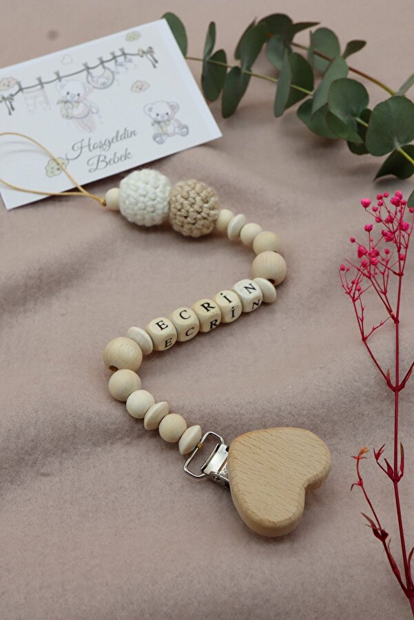 lilamtasarım Emzik Zinciri - Emzik Askısı Ahşap Emzik Zinciri Emzik Tutucu Emzinciri-t