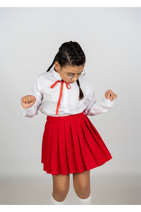 Belk z n Atolyesi Red Mini Pleated Skirt Trendyol