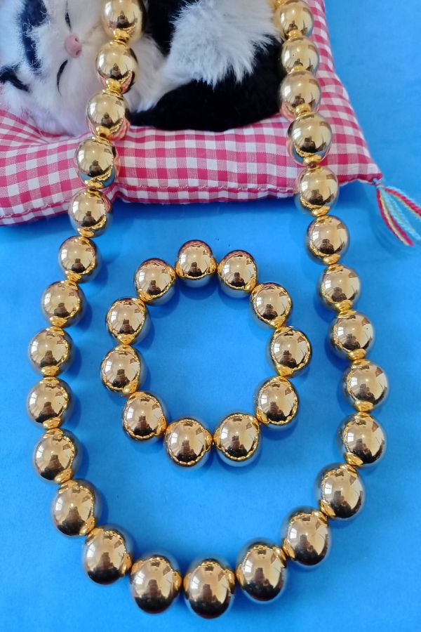 Boox99 Gold Plated Pearl Big Ball Necklace Bracelet Trendyol