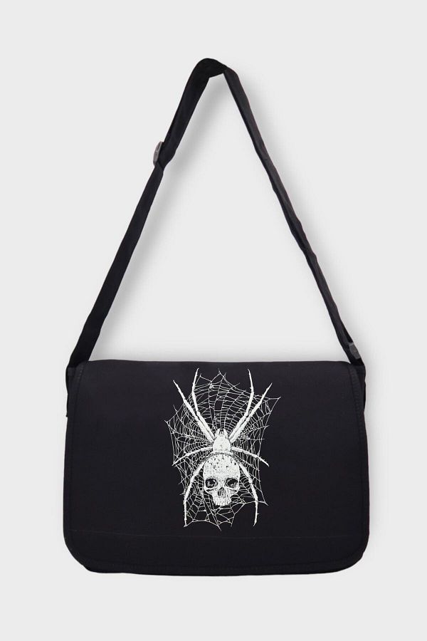 Ef Butik Black Spiderman Skull Messenger Bag - Trendyol