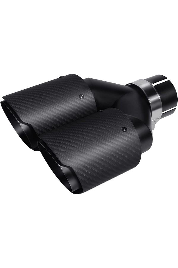 Krtopo-Black Matte Carbon Tip 63 mm Double Muffler Performance Exhaust Tip, Inlet 2.5" Outlet 3.5 1