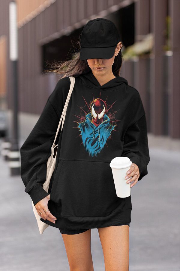 Fuddy Scarlet Spider Printed Hoodie Sweatshirt Unisex Oversize Spiderman Printed Hoodie Trendyol