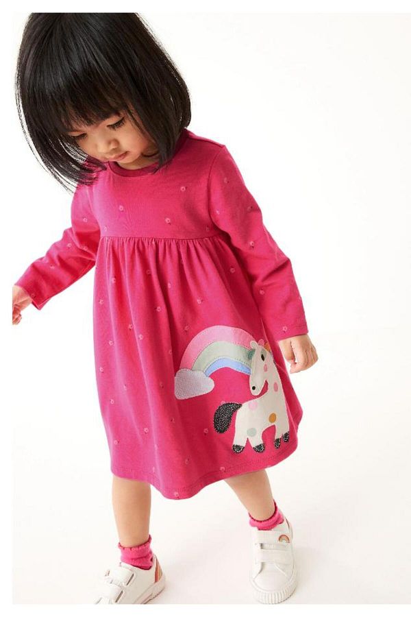 Next Baby Pink Unicorn Patterned Girl s Dress Trendyol