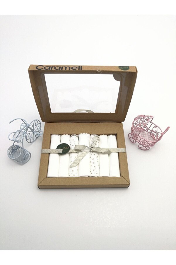 Caramell Llama Kids Organik 7'li Bebe Ağız Mendili - Ekru