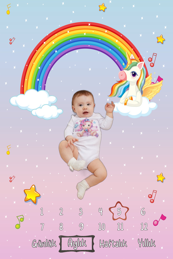 Erays Home Bebek Hediye Aylık Fotoğraf Anı Battaniyesi, Erkek Kız Bebek Yeni Doğan Baby Shower Doğum