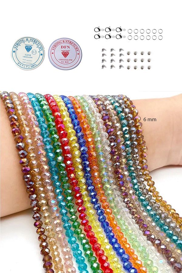 By MO Accessories 1400 Pieces 16 Colors 16 Strings 6 Mm Czech