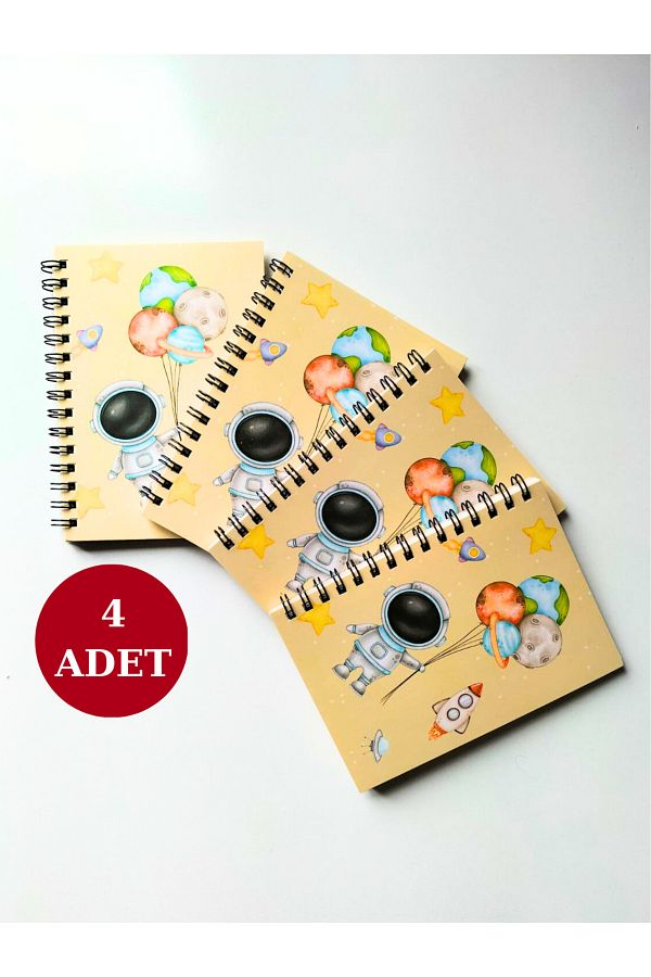 Craft-ASTRONAUT THEMED 4-PIECE SPIRAL NOTEBOOK SET, A6, UNLINED, SPACE, NOTEBOOK 1