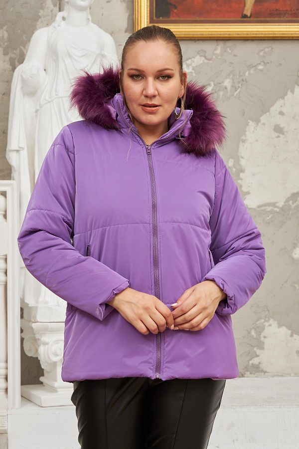 Rmg Hooded Shiny Fabric Plus Size Purple Puffer Coat Trendyol