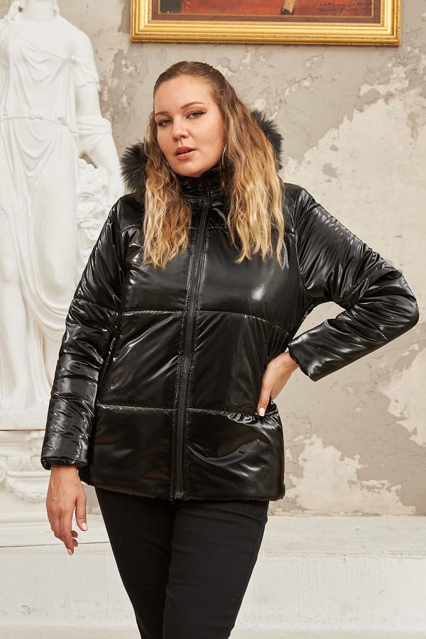 Plus size shiny puffer jacket cheap