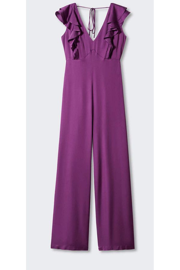 MANGO-Satin Jumpsuit - Open Back Flounce 1